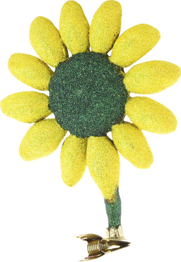 Sunflower free blown glass Christmas ornament
