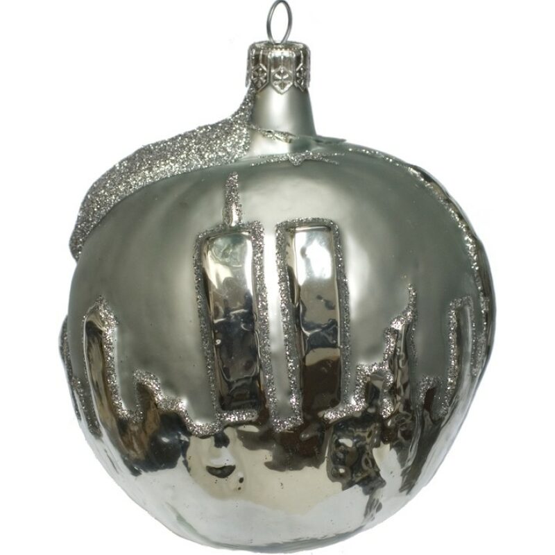 The Big Apple -silver glass ornament