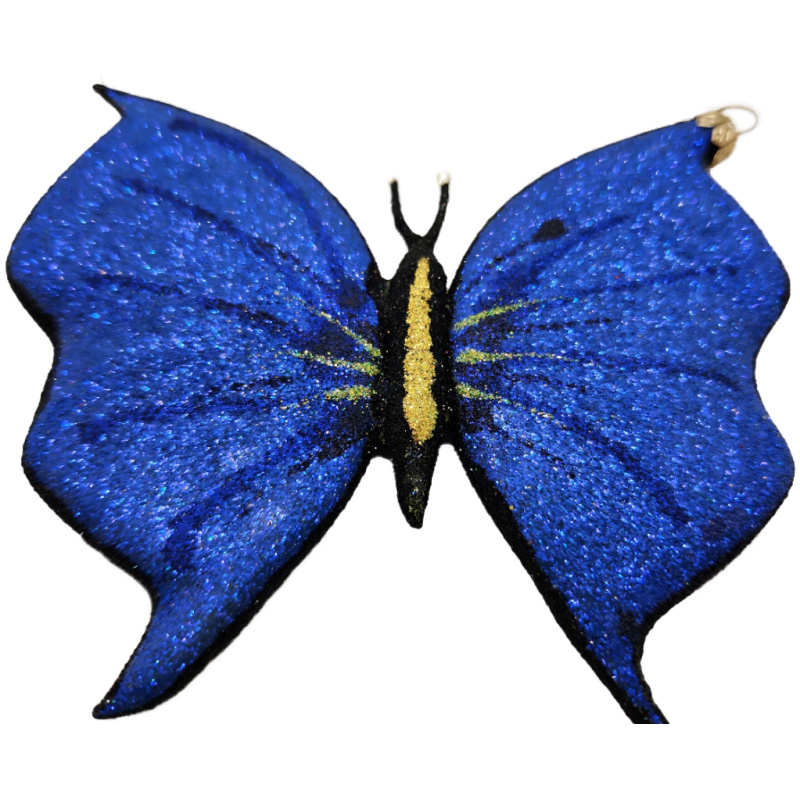 Raphsody in Blue butterfly free blown ornament