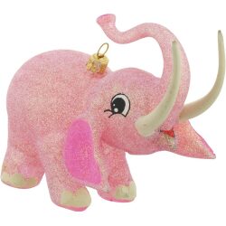 Pink elephant glass Christmas ornament