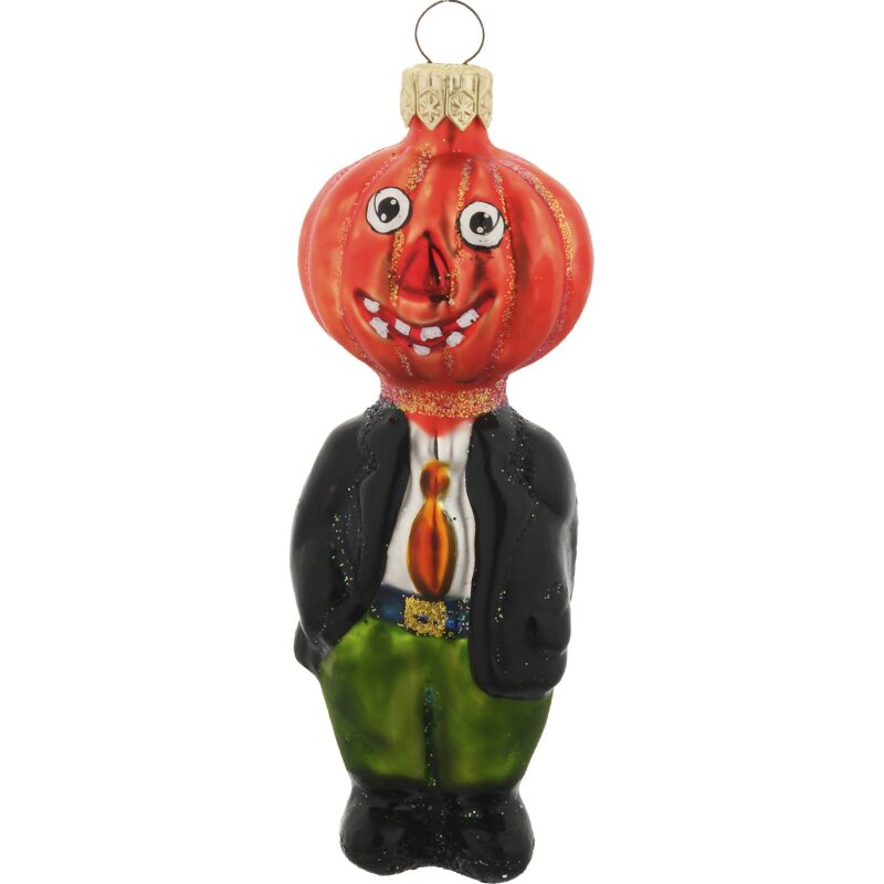 Pumpkin boy glass ornament