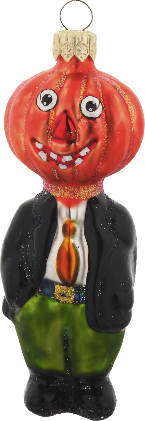 Pumpkin boy glass ornament