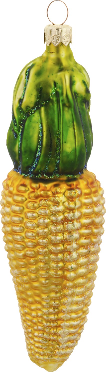 Ear of corn glass Christmas ornament