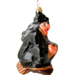 Witch flying in Christmas ornament