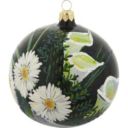 Daisies and Orchids glass tree ornament