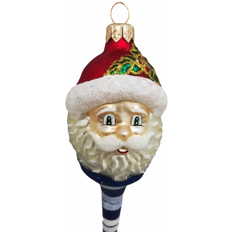 Blue Lollypop Santa Christmas ornament-closeup