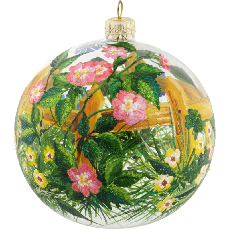 Floral glass Christmas ornament