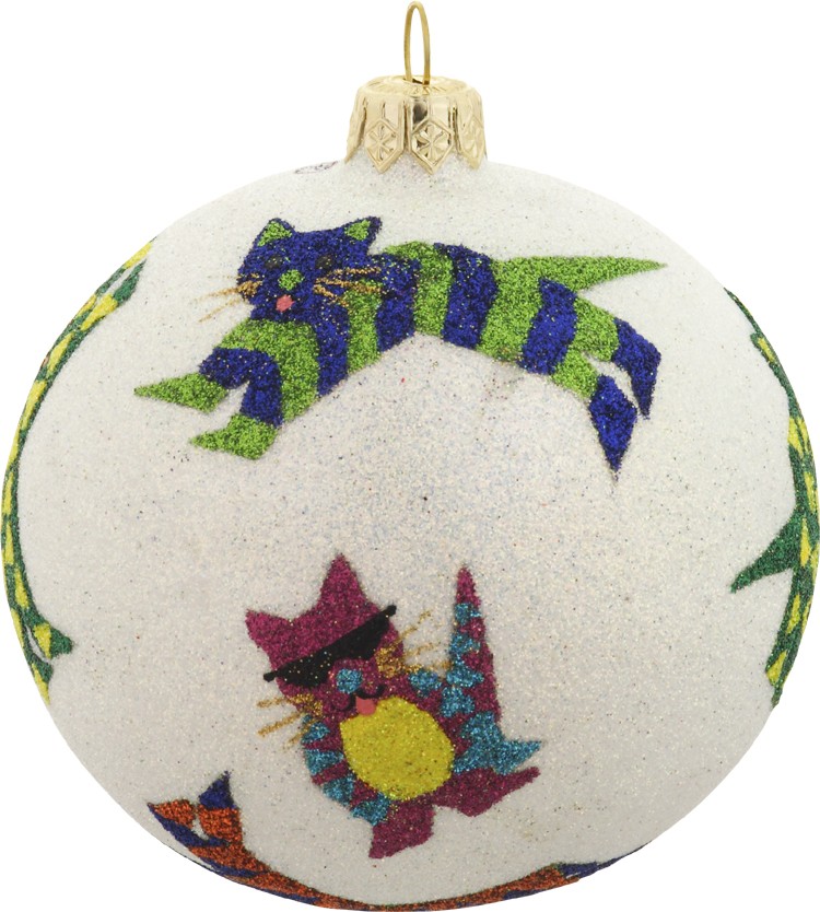 Cat glass Christmas ornament