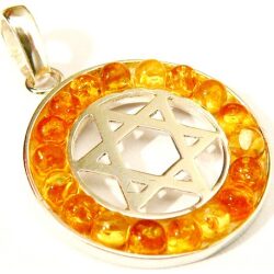 Lemon amber Star of David pendant