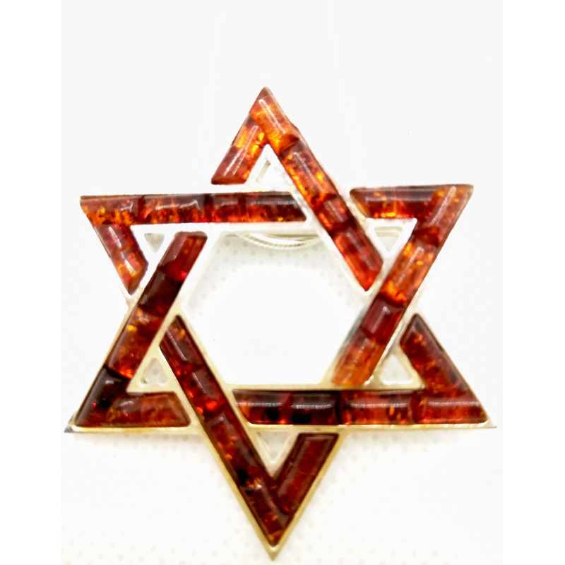 Jewish Star diamond cut pin/pendant