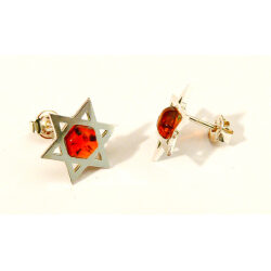 Star of David amber earring