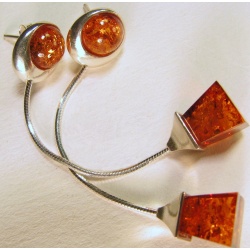 Pyramid shaped honey certified Baltic Amber earrings