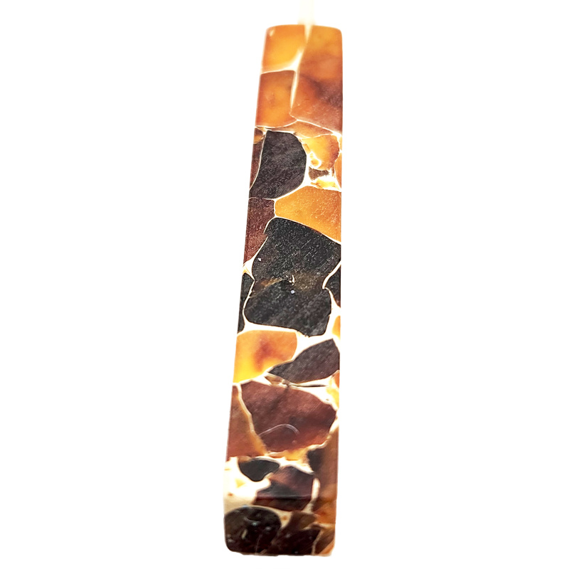 Marbelized Baltic amber log necklace side 3