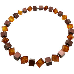 Honey genuine Baltic amber and silver cubes necklace