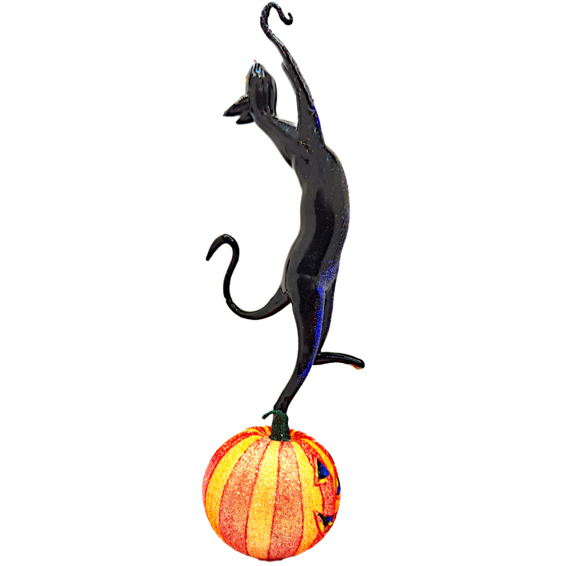 Cat O lantern free blown ornament right side
