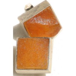Honey raw Baltic amber square stud earrings