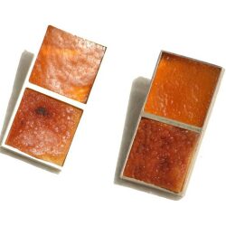 Double square raw honey Baltic amber stud earrings
