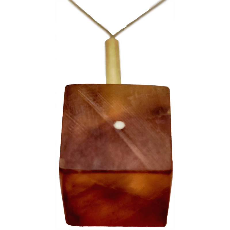 Cherry amber cube necklace