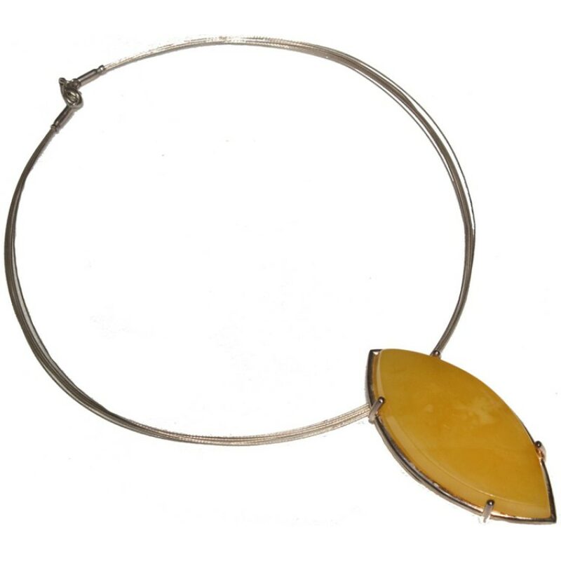 Tear drop lemon Baltic amber one of a kind necklace