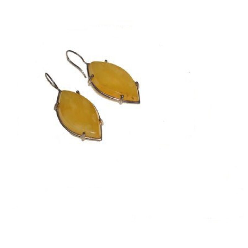 Tear drop lemon Baltic amber one of a kind necklace &earring set