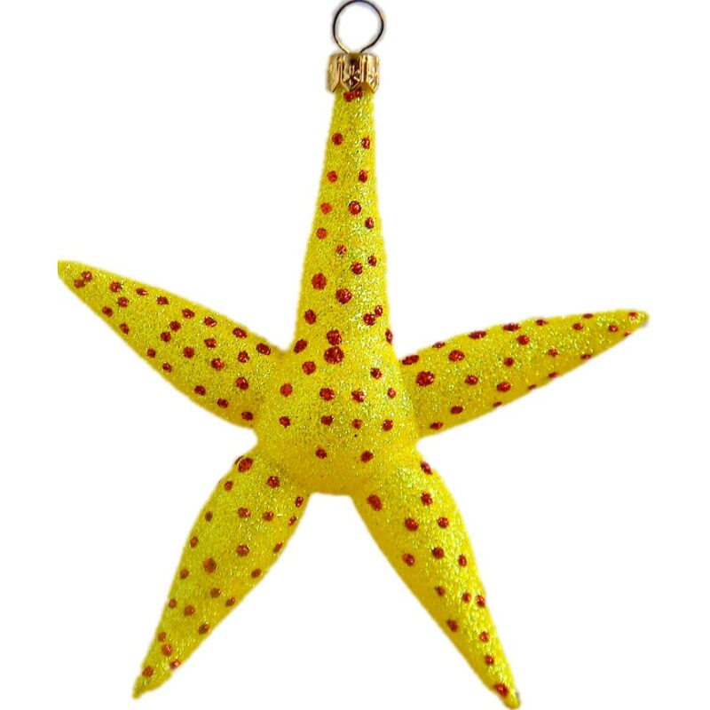Yellow Starfish glass ornament