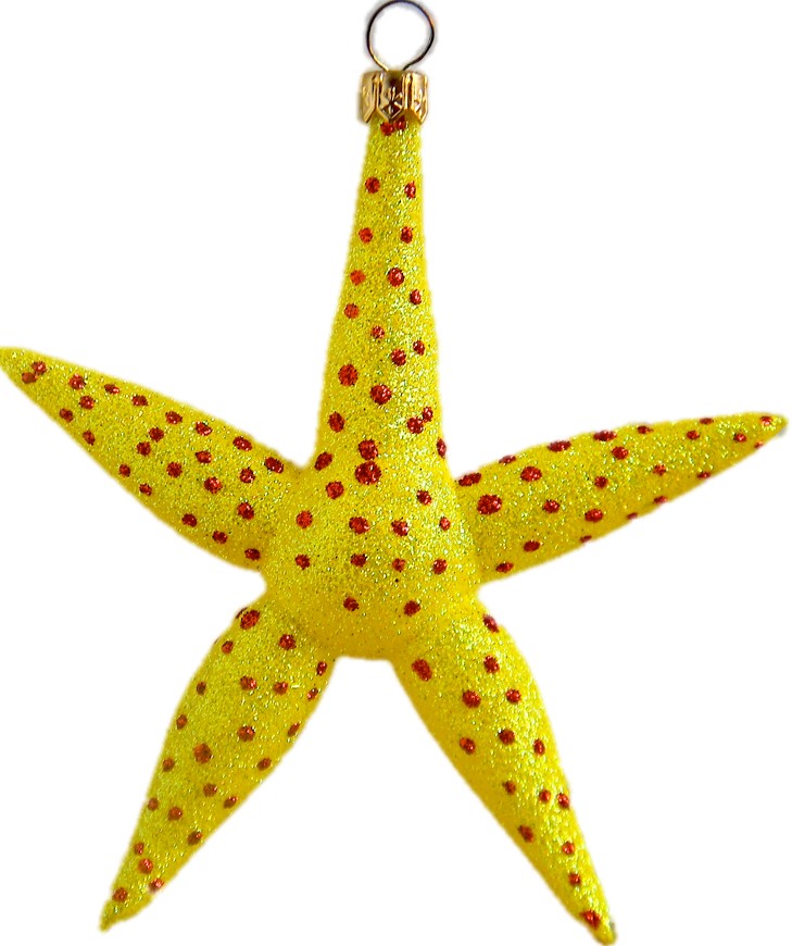 Yellow Starfish glass ornament