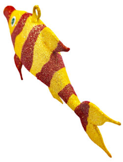 Sunny fish fully glittered free form fish glass ornament