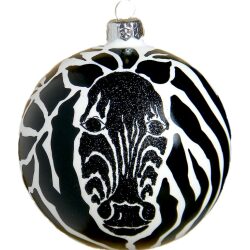 Zebra glass Christmas ornament