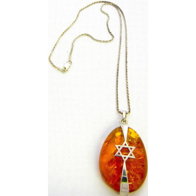 Judaica amber pendant with Jewish star
