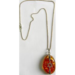Honey Baltic amber nugget with a silver Jewish star