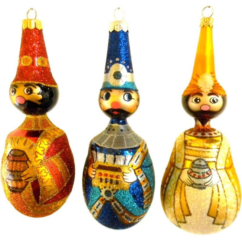 The Three Kings set of glass Christmas ornaments