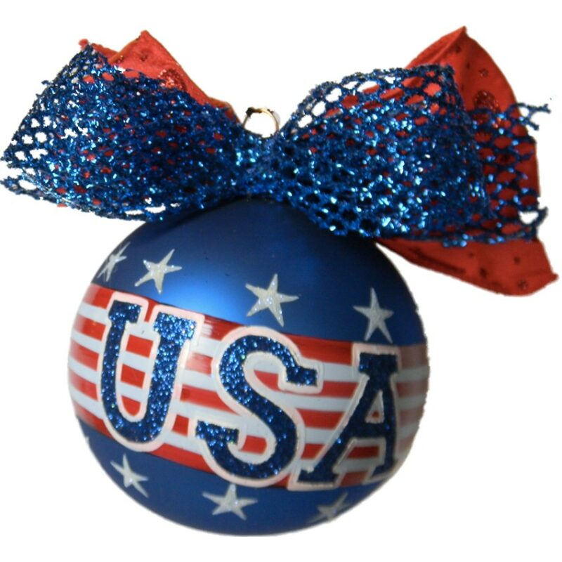 USA patriotic glass Christmas ornament