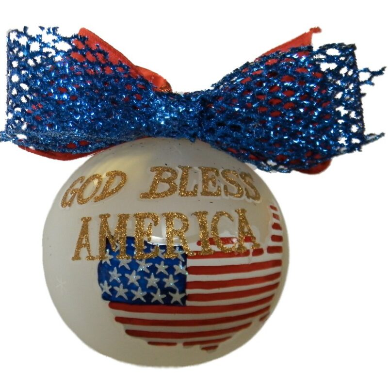 God Bless America glass Christmas ornament