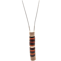 Honey cognac cherry and silver disks necklace