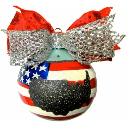 From Sea To Shining Sea Patriotic Glass Christmas Ornament