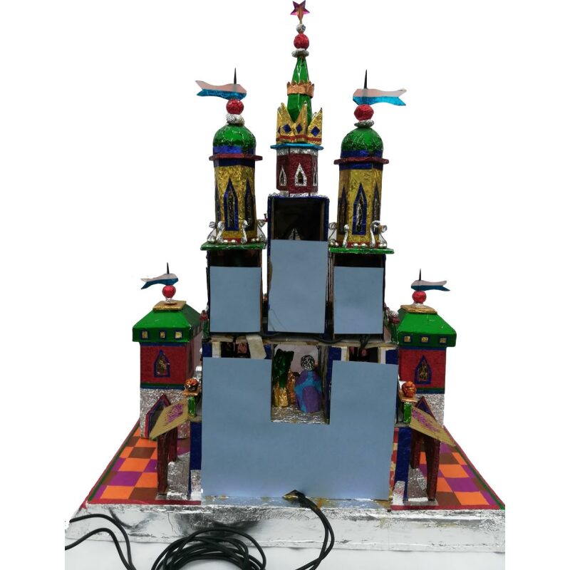 One of a kind Krakow Nativity with three kings and Krakow name and flag back view