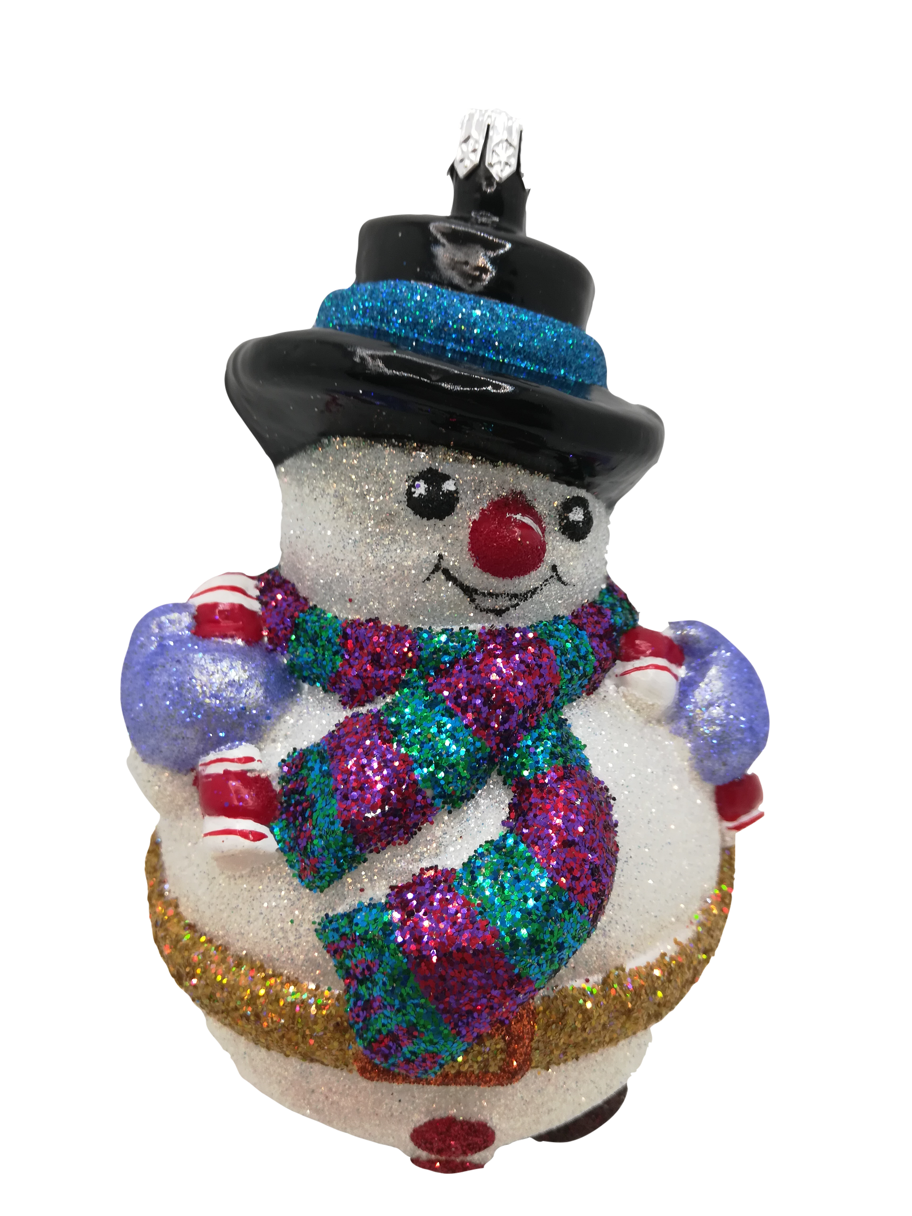 Carlo the snowman glass Christmas ornament