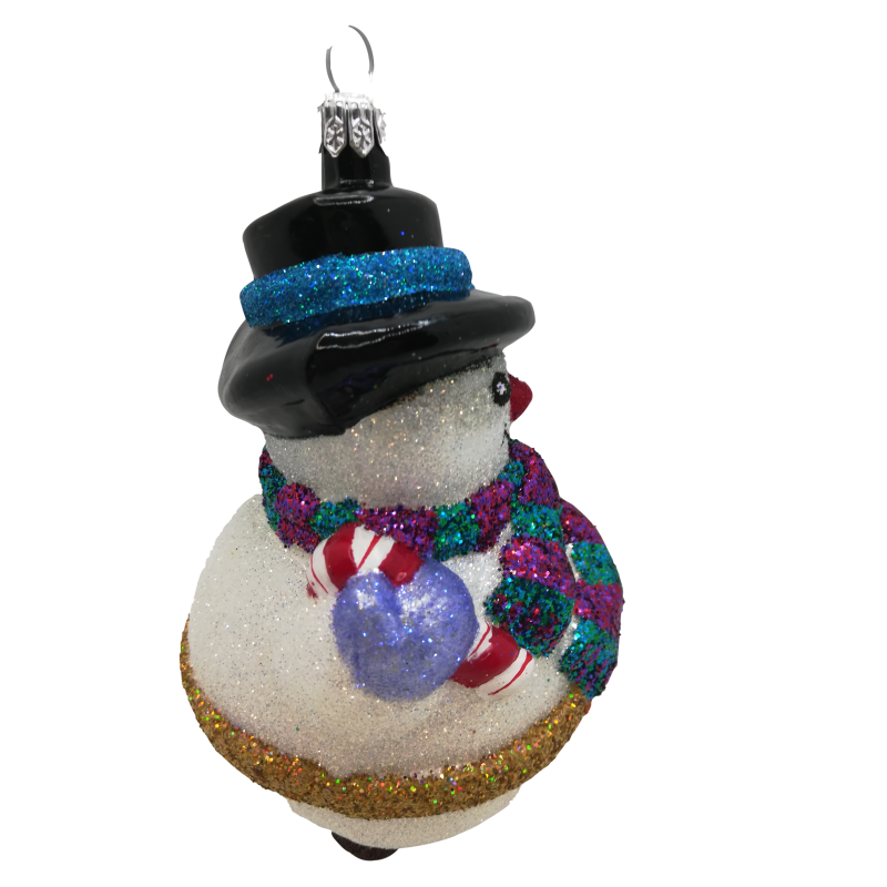 Carlo the snowman glass Christmas ornament