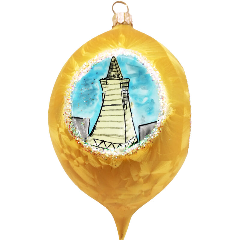 San Francisco glass Christmas ornament with four reflectors