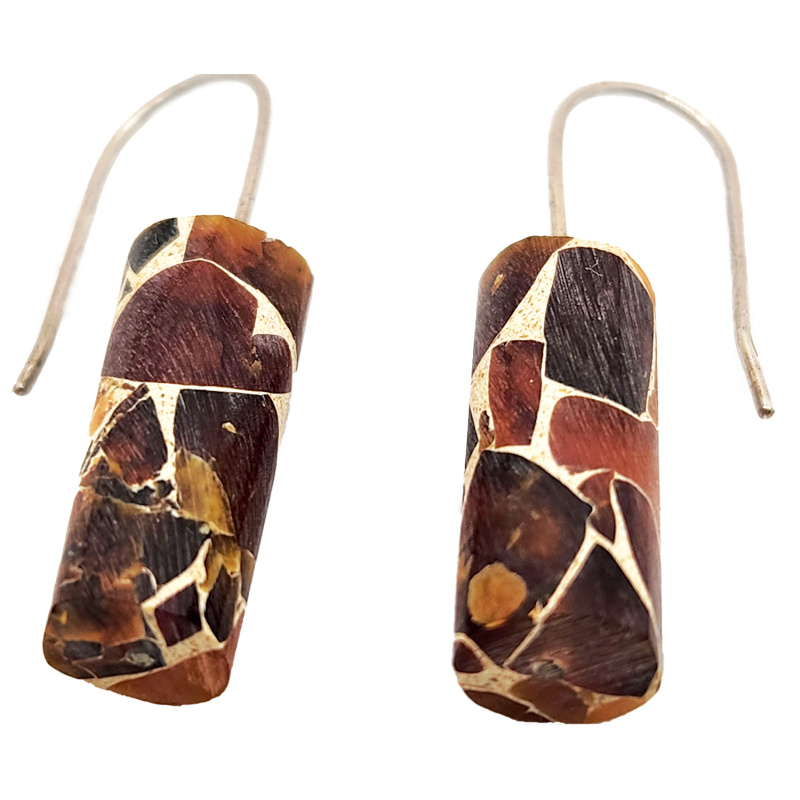 Marbel Baltic amber log earring