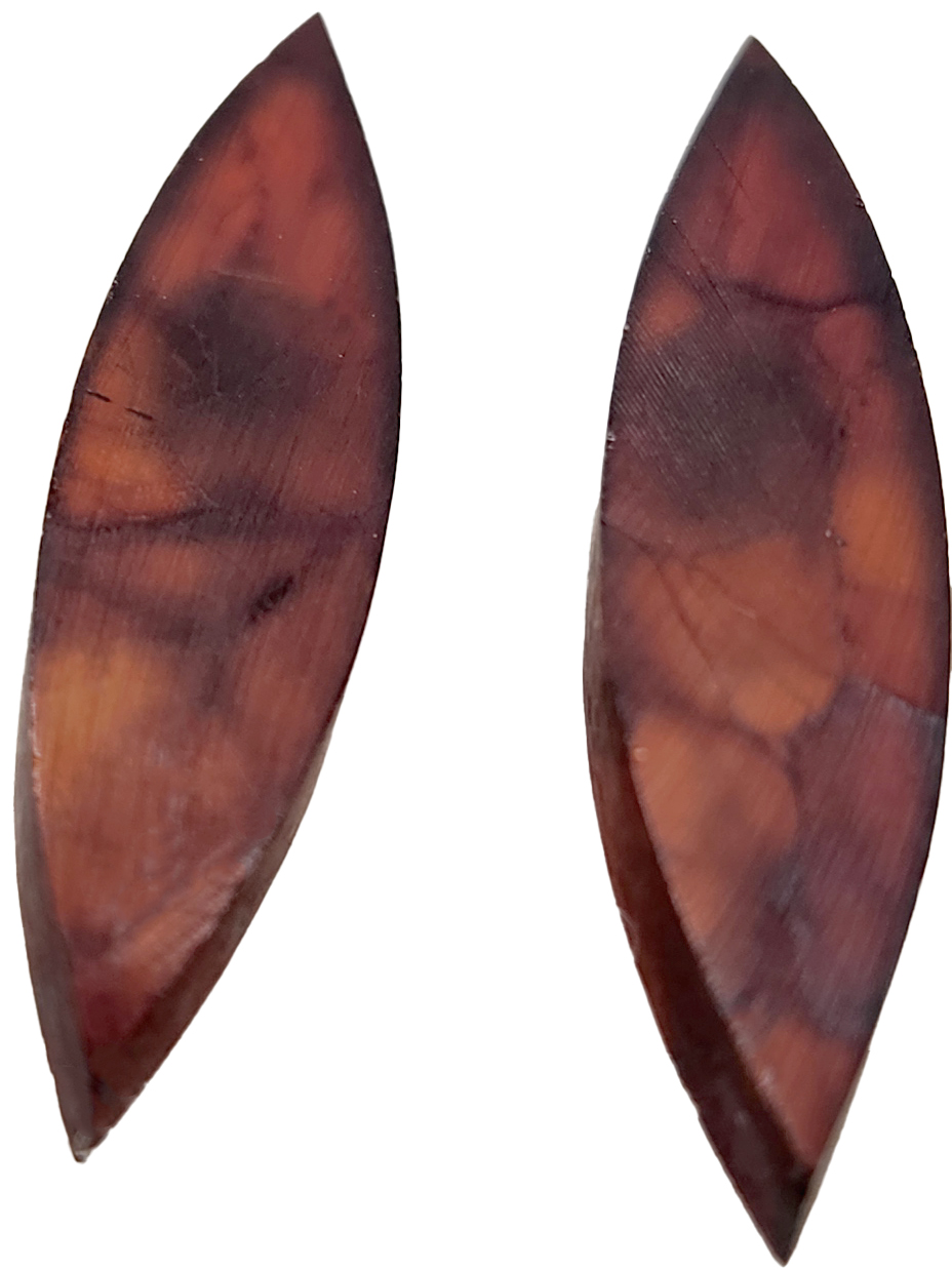 Cognac pointed oval Baltic amber earring clip on