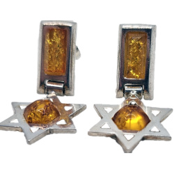 Star of David silver earring with lemon amber