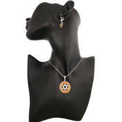 Lemon amber with sterling silver Jewish star on manequine