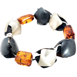 Cognac amber bracelet and earring set