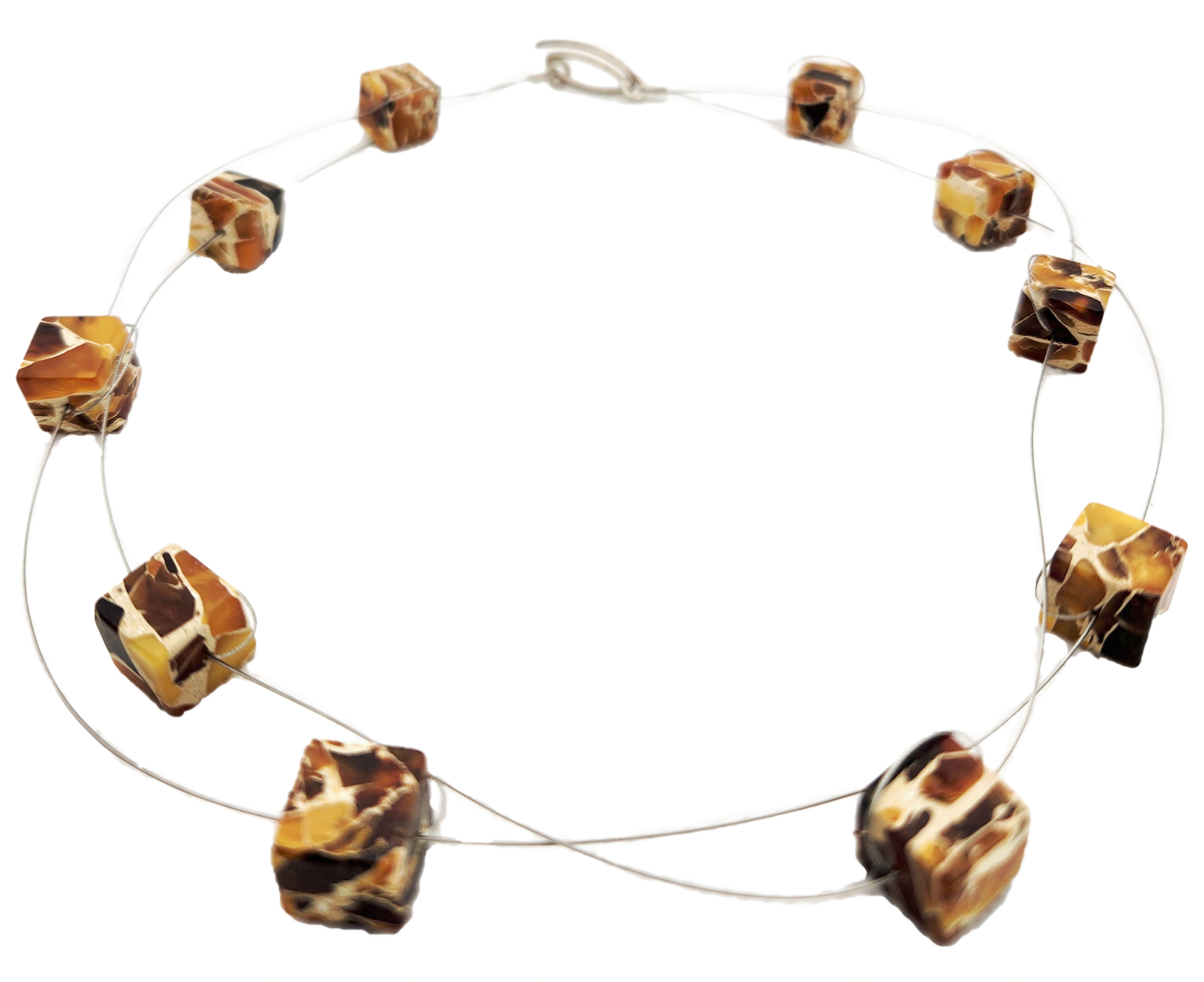 Marbelized Baltic amber cube necklace/chocker