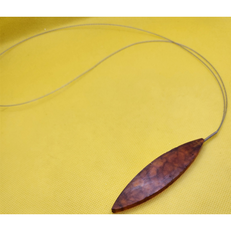 Double pointed teardrop cognac amber necklace