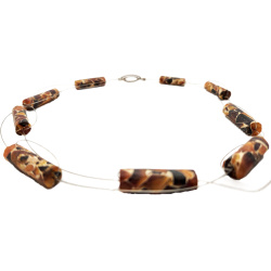Marbelized Baltic amber round logs necklace/chocker