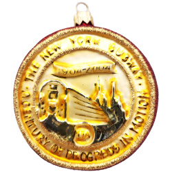 Red NYC Subway 100th anniversary ornament