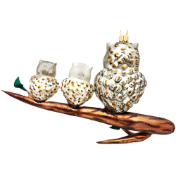 Owls on a branch free blown ornament